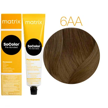 Краска для волос Matrix SoColor Pre-Bonded 6AA тёмный блондин глубокий пепельный 90 мл 