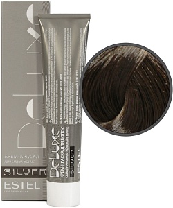 Купить 5/71 Крем-краска De Luxe Silver Светлый шатен коричнево-пепельный    в Москве по низкой цене! Доставка по всей России ESTEL De Luxe Silver Крем-краска для седых волос, 5/71 светлый шатен коричнево-пепельный, 60 мл
