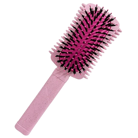 Щётка массажная HARIZMA Combo из экологичного пластика с добавлением соломенного волокна розовая 