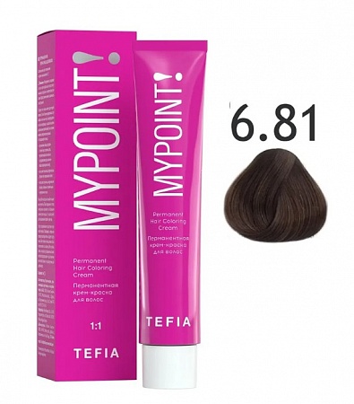 Tefia Mypoint Крем-краска для волос тон 6.81 Тёмный блондин коричнево-пепельный, 60 мл