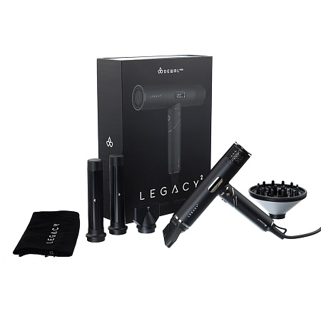 Фен DEWAL PRO LEGACY 2, складной,1600W,бесщеточный мотор, ионизация, 4 насадки+диффузор, провод 3м. 