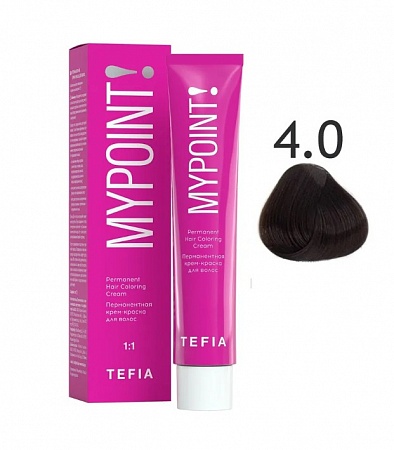Tefia Mypoint Крем-краска для волос тон 4.0 Брюнет натуральный, 60 мл