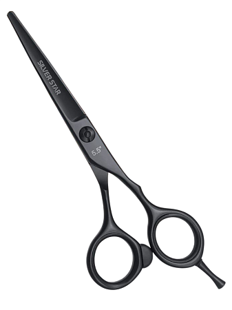 Парикмахерские ножницы эргономичные, мягкий упор SILVER STAR PN-128-5,5 black PRO чёрные 