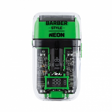 Шейвер для проработки контуров/бороды DEWAL PRO BARBER STYLE NEON GREEN ,аккум, 7000об\мин,2 бр.гол 