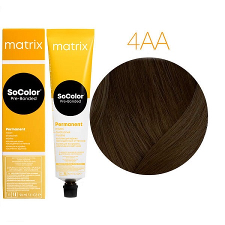 Краска для волос Matrix SoColor Pre-Bonded 4AA шатен глубокий пепельный 90 мл 
