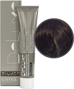 Купить 4/6 Крем-краска De Luxe Silver, шатен фиолетовый    в Москве по низкой цене! Доставка по всей России ESTEL De Luxe Silver Крем-краска для седых волос, 4/6 шатен фиолетовый, 60 мл