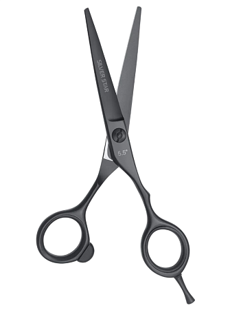 Парикмахерские ножницы эргономичные, мягкий упор SILVER STAR PN-128-5,5 black PRO чёрные 