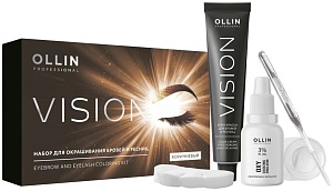Купить 729193 OLLIN VISION Крем-краска для бровей КОРИЧНЕВАЯ 20мл.(в наборе) в Москве по низкой цене Набор для окрашивания бровей и ресниц OLLIN VISION КОРИЧНЕВЫЙ