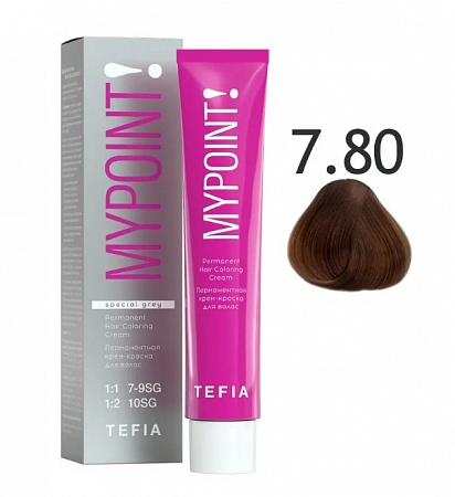 Tefia Mypoint Крем-краска для волос тон 7.80 Блондин коричневый для седых волос, 60 мл