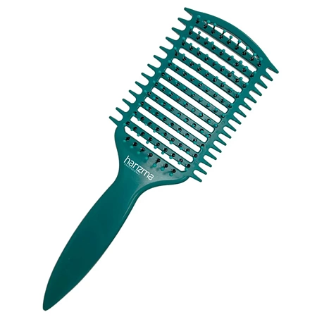 Щётка массажная HARIZMA Nylon 9 рядов тёмно-зелёная 