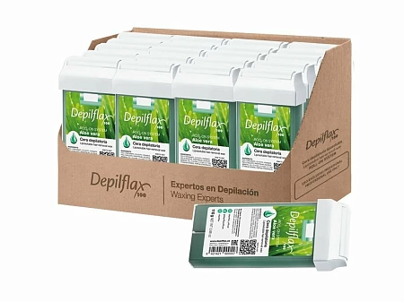 Набор для депиляции DEPILFLAX Алое Вера: 20 шт для тела, 12 шт для лица, влажные салфетки 