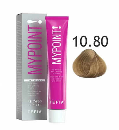 Tefia Mypoint Крем-краска для волос тон 10.80 Экстра светлый блондин коричневый для седых волос, 60 мл