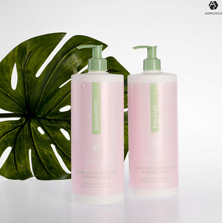 Восстанавливающий шампунь для волос ADRICOCO Miss Adri Complex of coconut & marula oil, 1000 мл