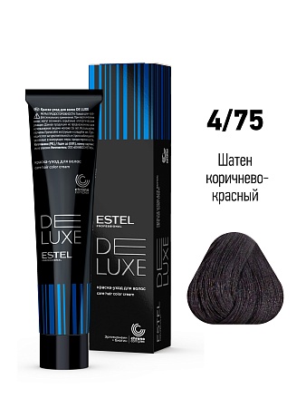 ESTEL De Luxe краска-уход для волос, 4/75 шатен коричнево-красный, 60 мл 