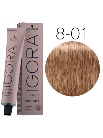 Перманентный крем-краситель IGORA ROYAL ABSOLUTES 8-01 светлый русый натуральный сандрэ 60 мл 