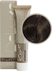 Купить 5/7 Крем-краска De Luxe Silver, светлый шатен коричневый    в Москве по низкой цене! Доставка по всей России Estel De Luxe Silver Крем-краска для седых волос, 5.7 светлый шатен коричневый, 60 мл