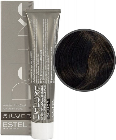 ESTEL De Luxe Silver краска-уход для волос, 4/0 шатен, 60 мл