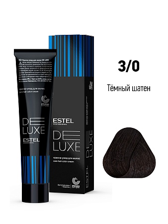 ESTEL De Luxe краска-уход для волос, 3/0 темный шатен, 60 мл 