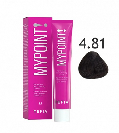 Tefia Mypoint Крем-краска для волос тон 4.81 Брюнет коричнево-пепельный, 60 мл