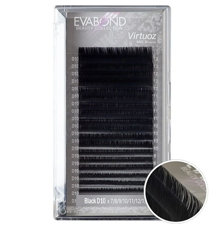 Ресницы Virtuoz чёрные 20 линий MIX EVABOND изгиб D d 0.10 