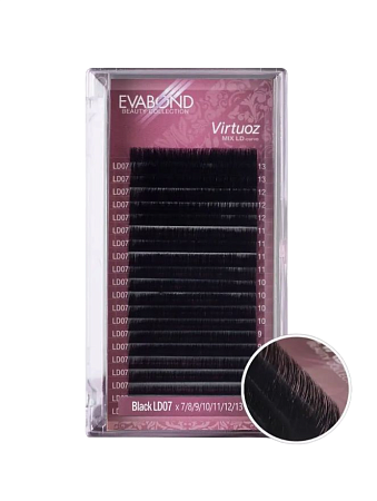 Ресницы Virtuoz чёрные 20 линий MIX EVABOND изгиб LD d 0.07 