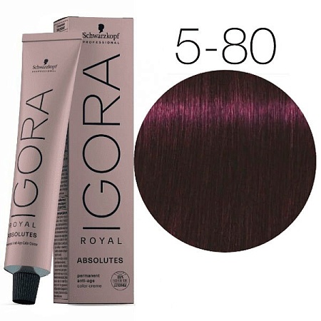 Перманентный крем-краситель IGORA ROYAL ABSOLUTES 5-80 светлый коричневый красный натуральный 60 мл 