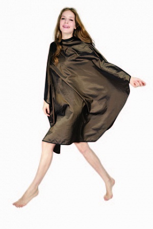 Пеньюар для стрижки DEWAL "Глянец" полиэстер коричневый 128х146см, на крючках