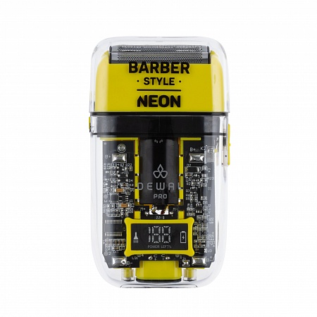 Шейвер для проработки контуров/бороды DEWAL PRO BARBER STYLE NEON YELLOW ,аккум, 7000об\мин,2 бр.гол 