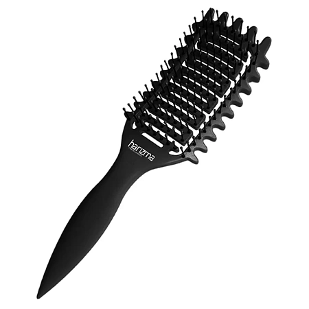 Щётка массажная HARIZMA Nylon 9 рядов из экологического пластика с добавлением соломенного волокна чёрная 