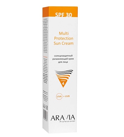 Солнцезащитный увлажняющий крем для лица ARAVIA Multi Protection Sun Cream SPF 30, 100 мл 