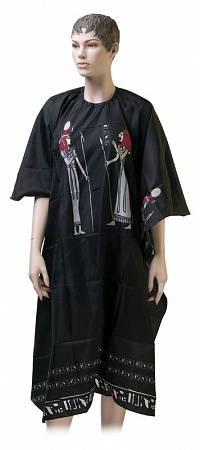 Пеньюар для стрижки DEWAL "Египет" нейлон чёрный 124х146см на крючках