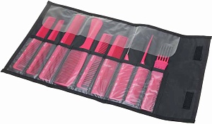 Купить CO-9-RED Набор расчесок DEWAL в черном чехле,красный 9 шт в Москве по низкой цене Набор расчесок DEWAL в черном чехле, красный 9 шт