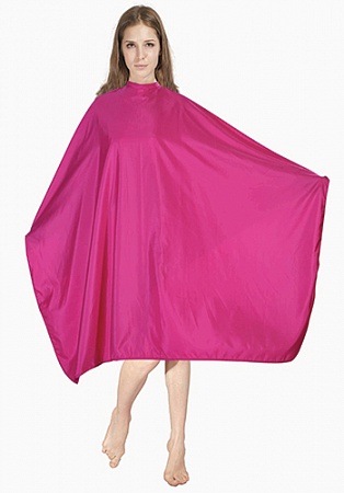 Пеньюар для стрижки DEWAL "Матовый" полиэстер малиновый 128х148см на крючках