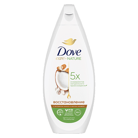 DOVE Крем-гель для душа Восстановление Кокос и масло миндаля 250 мл 
