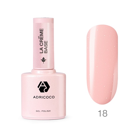 Камуфлирующая база La creme base 18 - невинный розовый с шиммером, ADRICOCO, 10 мл 