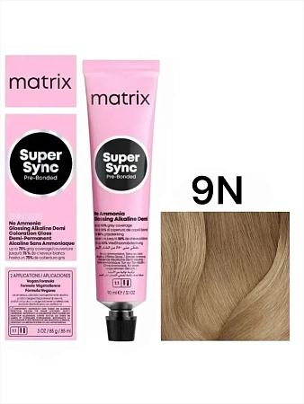 Краска безаммиачная Matrix Super Sync Pre-Bonded 9N Очень светлый блондин натуральный 90 мл 