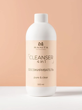 Обезжириватель для ногтей универсальный 4 в 1 MANITA PURE,CLEAR 1000 мл 