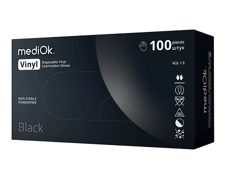 Перчатки виниловые mediOk Чёрные M 50 пар/уп. 