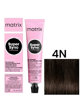 Краска безаммиачная Matrix Super Sync Pre-Bonded 4N Светлый шатен натуральный 90 мл 