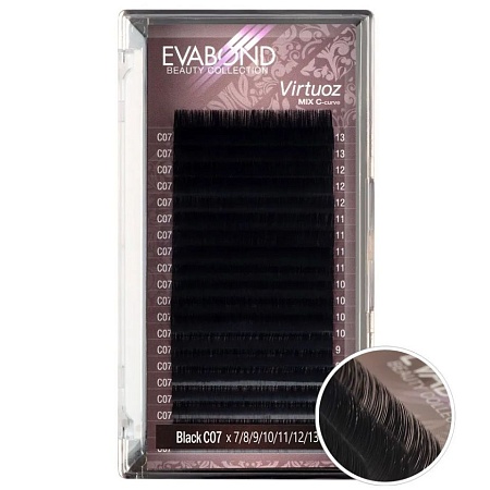 Ресницы Virtuoz чёрные 20 линий MIX EVABOND изгиб С d 0.07 