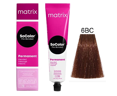 Краска для волос Matrix SoColor Pre-Bonded 6BC тёмный блондин коричнево-медный 90 мл 