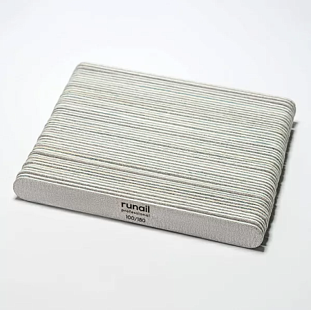 Профессиональные пилки-мини RuNail (серая, прямая) 13 см 100/180 - 50 шт 