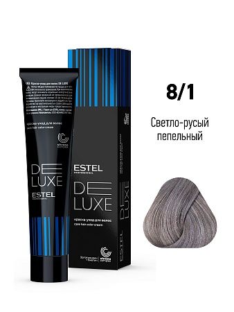 ESTEL De Luxe краска-уход для волос, 8/1 светло-русый пепельный, 60 мл 