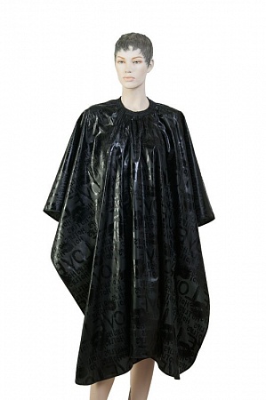 Пеньюар для стрижки DEWAL "Love" нейлон, чёрный 138х150см на крючках