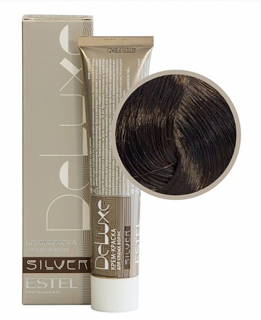 ESTEL De Luxe Silver краска-уход для волос, 4/7 шатен коричневый, 60 мл
