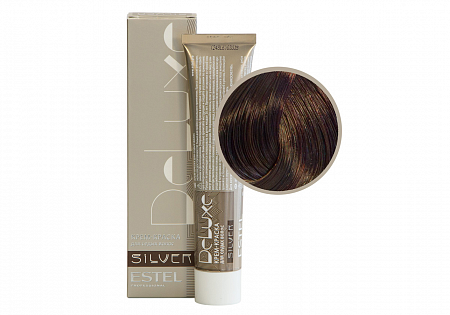 ESTEL De Luxe Silver краска-уход для волос, 5/75 светлый шатен коричнево-красный, 60 мл