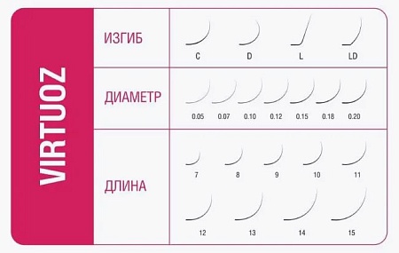 Ресницы Virtuoz чёрные 20 линий MIX EVABOND изгиб С d 0.10 