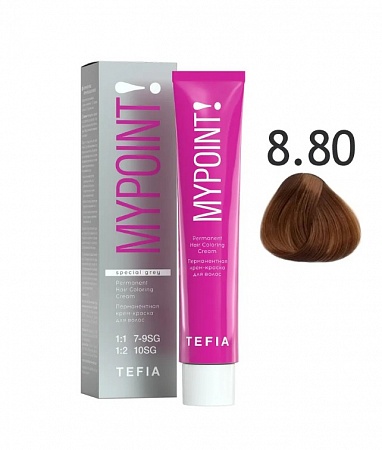 Tefia Mypoint Крем-краска для волос тон 8.80 Светлый блондин коричневый для седых волос, 60 мл
