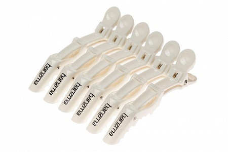 Зажим-крокодил для волос белые HARIZMA 6 шт в упаковке 