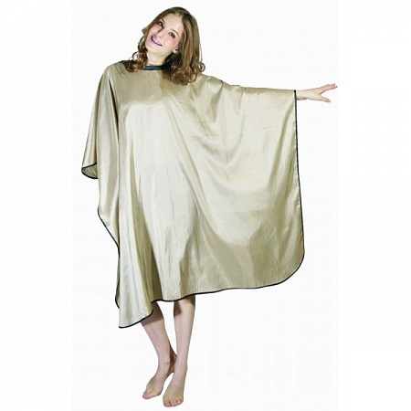 Пеньюар для стрижки DEWAL "Глянец" полиэстер золотистый 128х146см на крючках